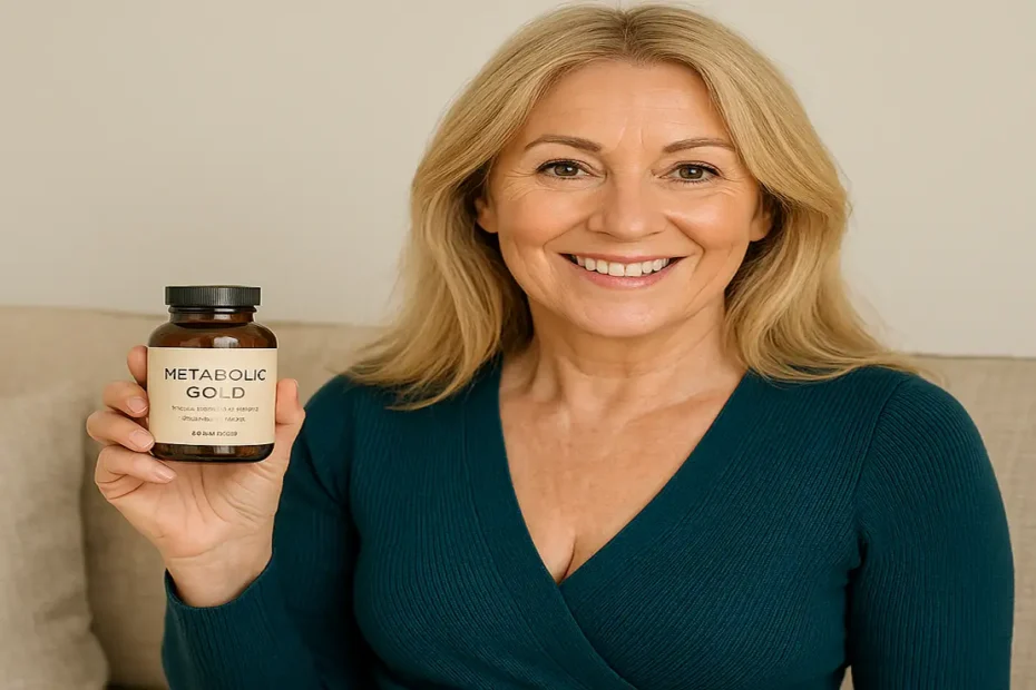 Alison Young weight loss journey with Metabolic Gold supplement in hand