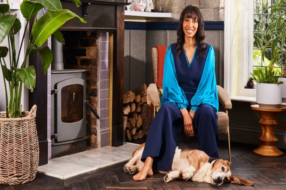 Michelle Ogundehin weight loss journey at home with dog, reflecting wellness and lifestyle.